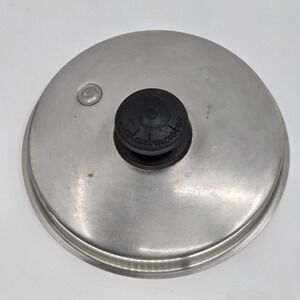 Vintage‎ Saladmaster 7.5" Stainless Steel Lid Replacement w/ Black Knob Vent